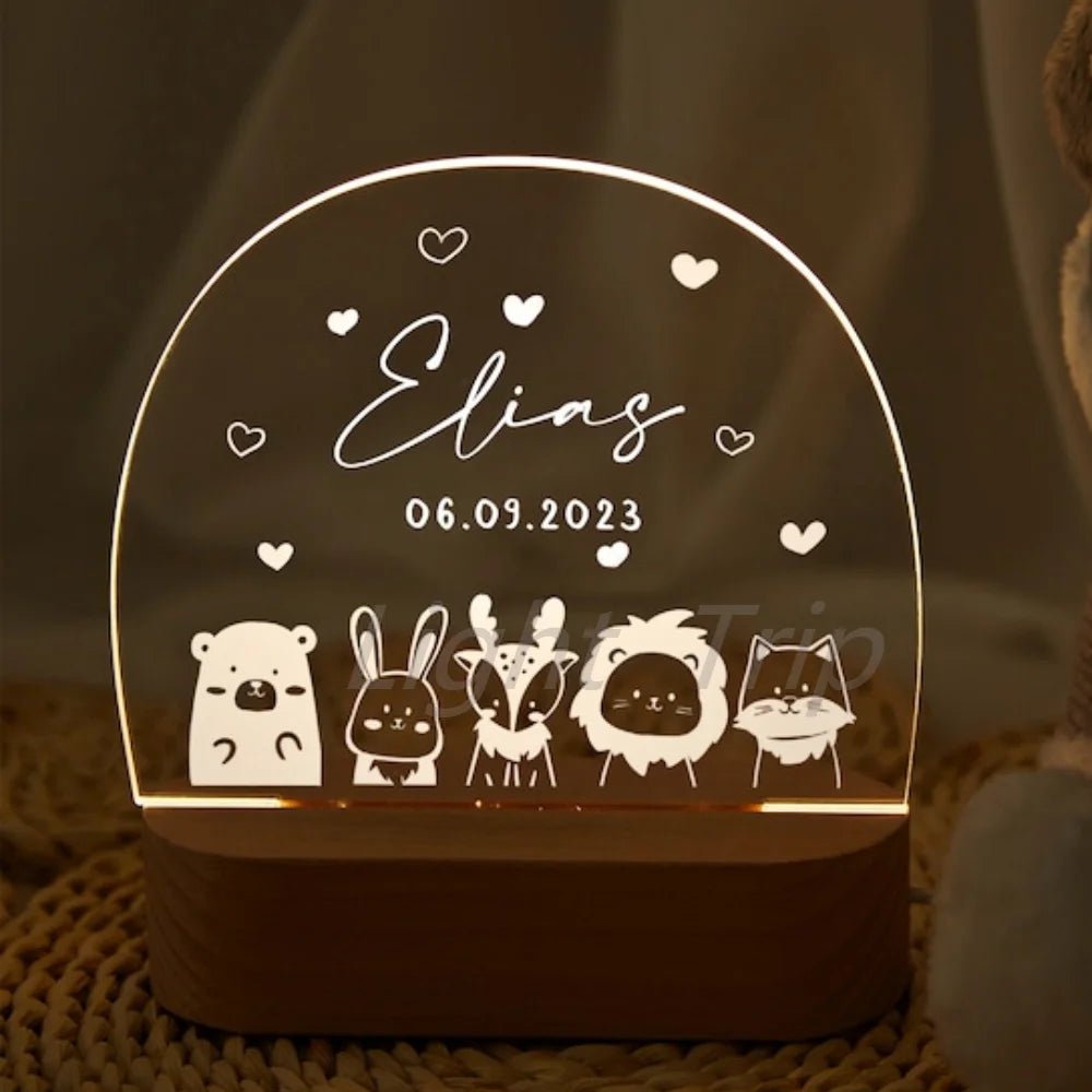 Custom Nightlight for Kids - Woodland Creatures - custom night light Personalisr Au