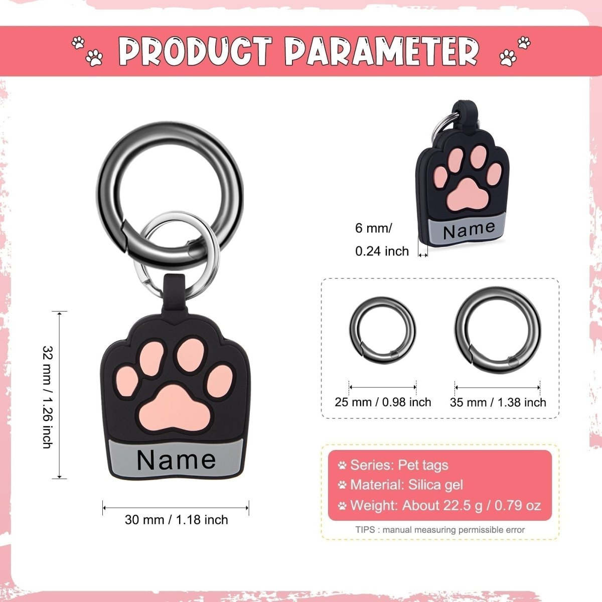 Custom Paw Pet Silicone Tag - pet id tag Personalisr Au
