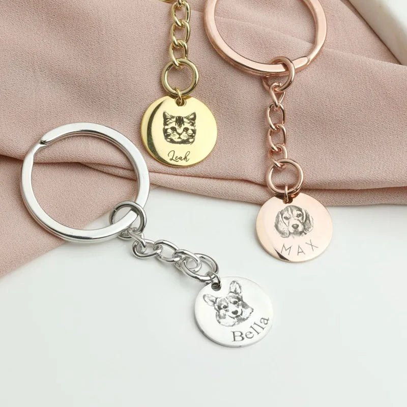Custom Pet Photo Disk Keychain