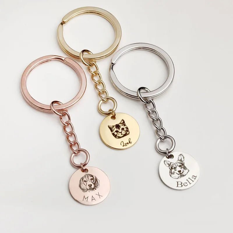 Custom Pet Photo Disk Keychain