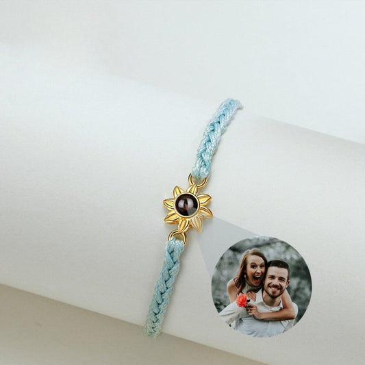Custom Photo Projection Braided Sunflower Bracelet - Photo Bracelets Personalisr Au