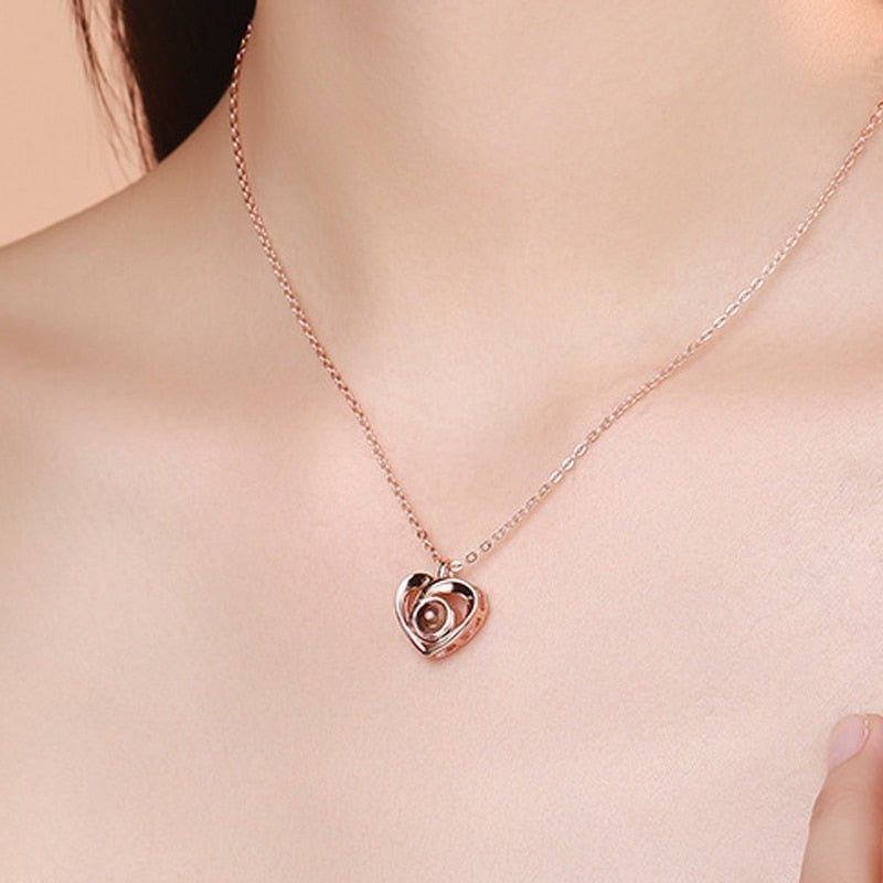 Custom Photo Projection Heart Necklace - Photo Necklaces Personalisr Au