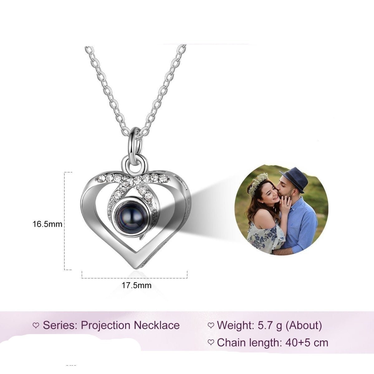 Custom Photo Projection Heart Necklace - Photo Necklaces Personalisr Au