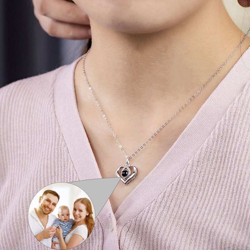 Custom Photo Projection Heart Necklace - Photo Necklaces Personalisr Au