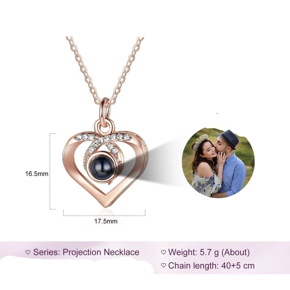Custom Photo Projection Heart Necklace - Photo Necklaces Personalisr Au