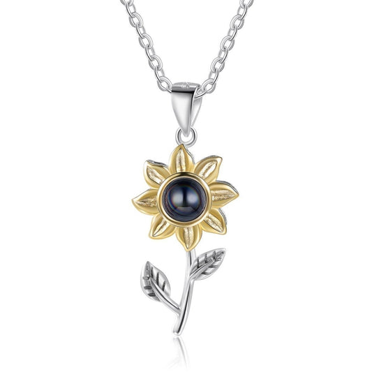 Custom Photo Projection Sunflower Necklace - ,Photo Necklaces Personalisr Au