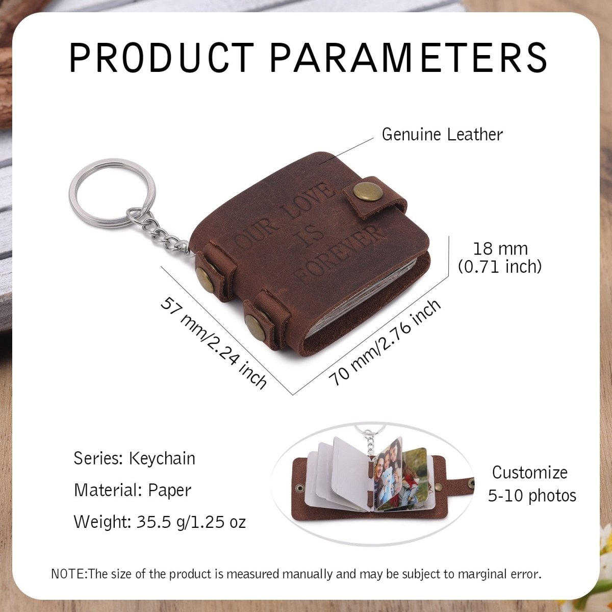 Custom Photos Mini Album KeychainKey Chain Photo Album