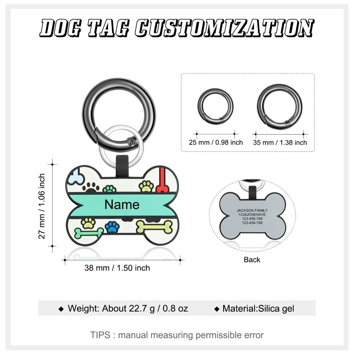 Custom Silicone Pet Bone Shape Identification Tag - pet id tag Personalisr Au