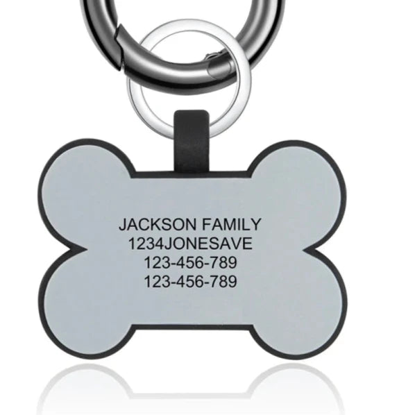 bone shaped silicone pet id tag