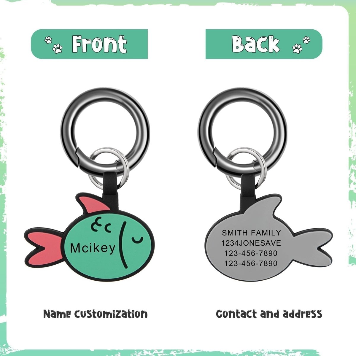 Fish Shape Silicone Pet Identification Tag - pet id tag Personalisr Au