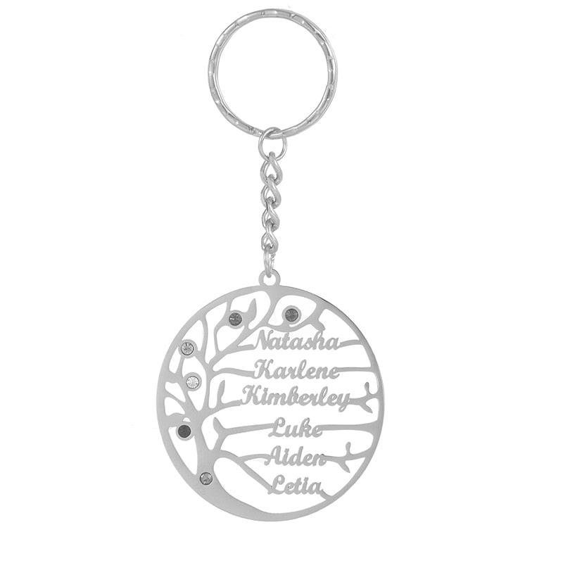Customised Tree of Life Keychain with BirthstonesKey Chains