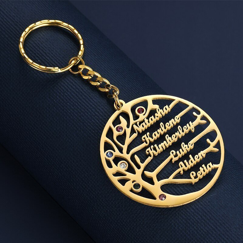 Customised Tree of Life Keychain with Birthstones - Key Chains Personalisr Au