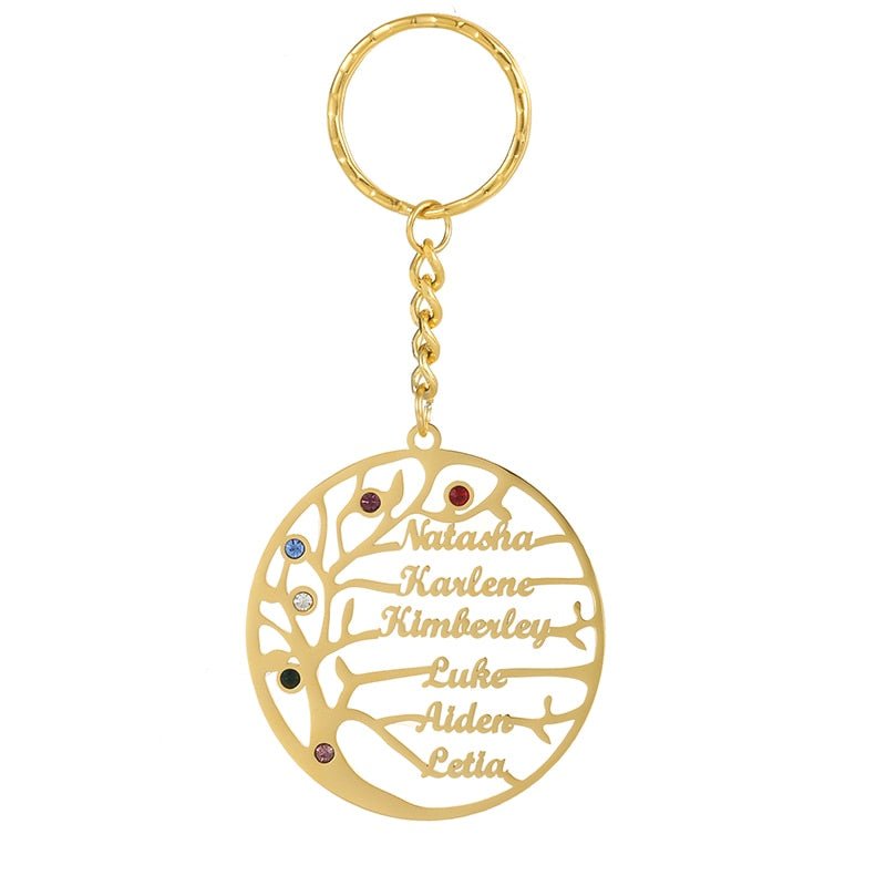 Customised Tree of Life Keychain with Birthstones - Key Chains Personalisr Au