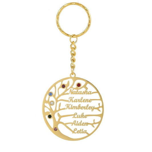 Customised Tree of Life Keychain with Birthstones - Key Chains Personalisr Au