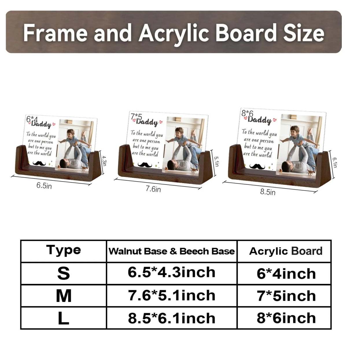 Daddy, My World Custom Acrylic Photo Frame - photo frame Personalisr Au