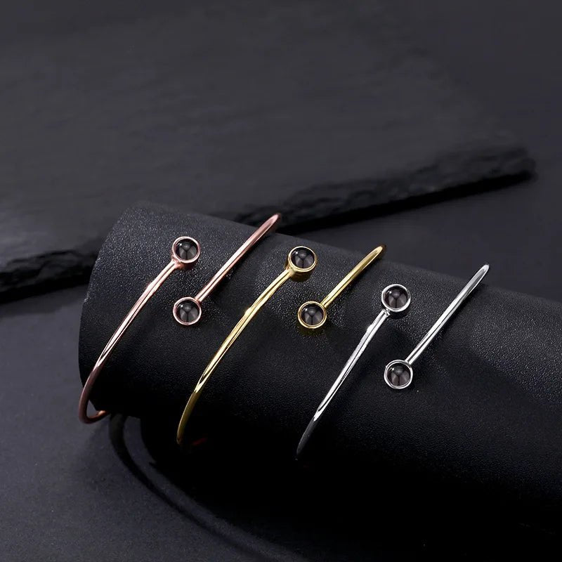 Double Photo Projection Bangle - Photo Bracelets Personalisr Au