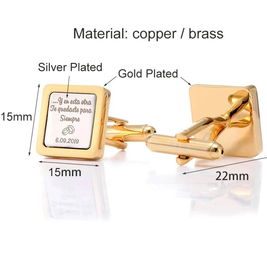 Duo Tone Square Engraved Cufflinks - Cufflinks Personalisr Au