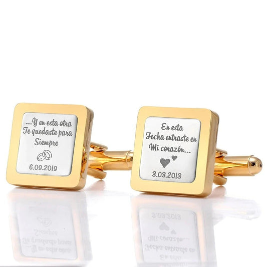Duo Tone Square Engraved Cufflinks - Cufflinks Personalisr Au