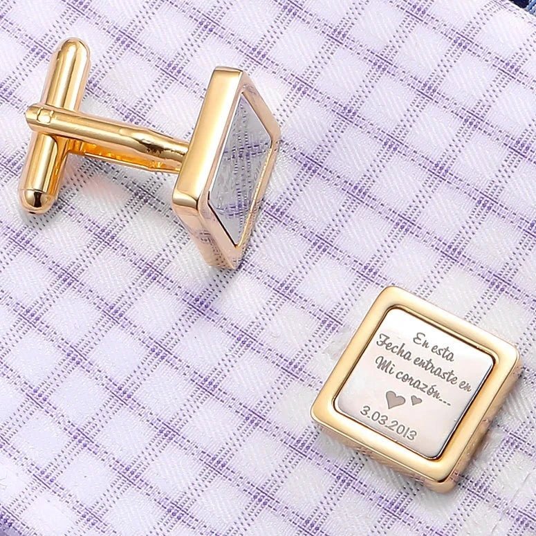 Duo Tone Square Engraved Cufflinks - Cufflinks Personalisr Au
