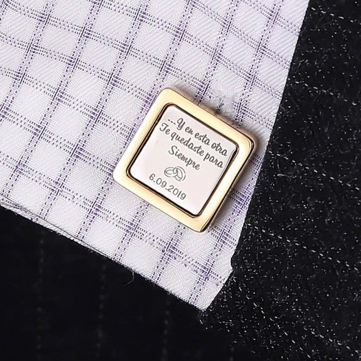 Duo Tone Square Engraved Cufflinks - Cufflinks Personalisr Au