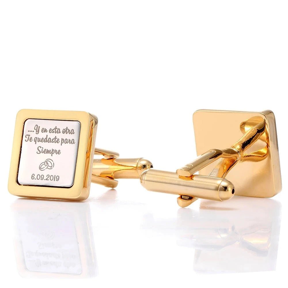 Duo Tone Square Engraved Cufflinks - Cufflinks Personalisr Au