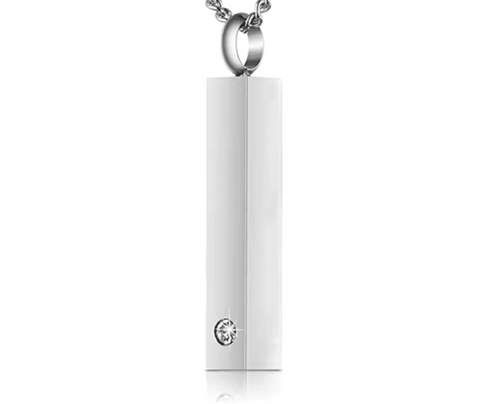 Engraved Bar Urn Necklace with ZirconiaNecklace Urn