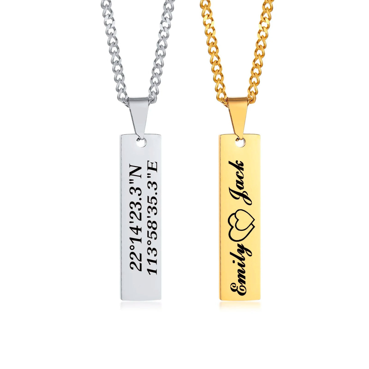 Engraved Co-ordinates Personalised Necklace for Men - Necklaces Personalisr Au