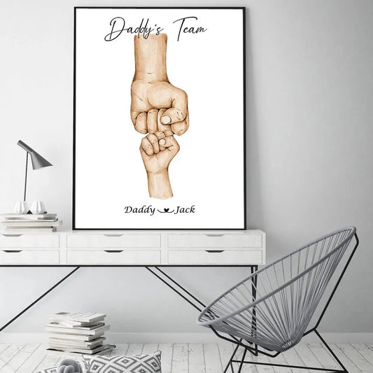 Family "Fist Bump" Personalised Wall Art Canvas Poster - canvas art Personalisr Au