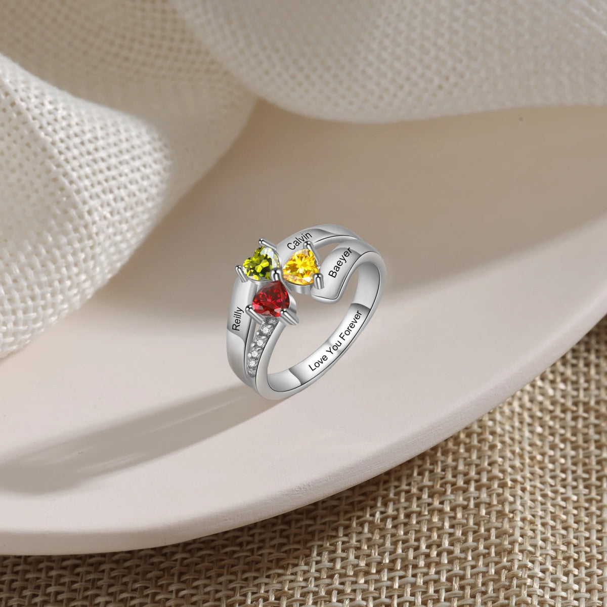 Family Ties Customisable Birthstone Ring - Name Rings Personalisr Au
