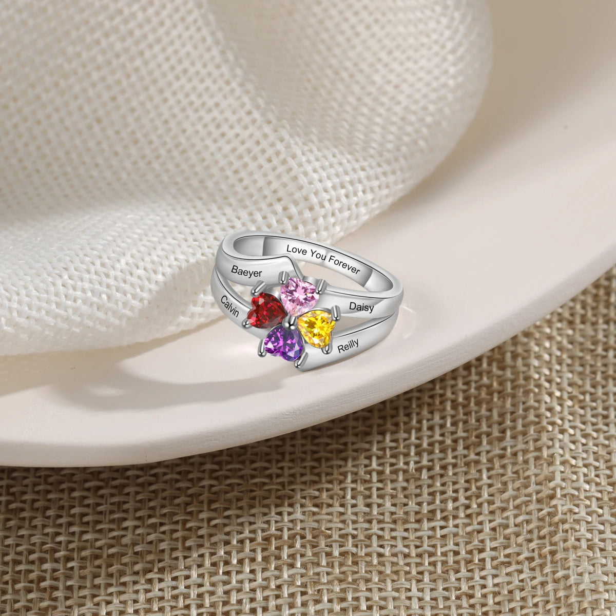 Family Ties Customisable Birthstone RingName Rings