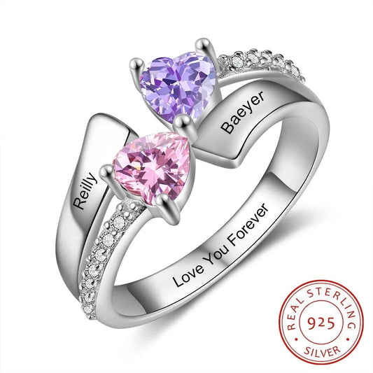 Family Ties Customisable Birthstone Ring - Name Rings Personalisr Au