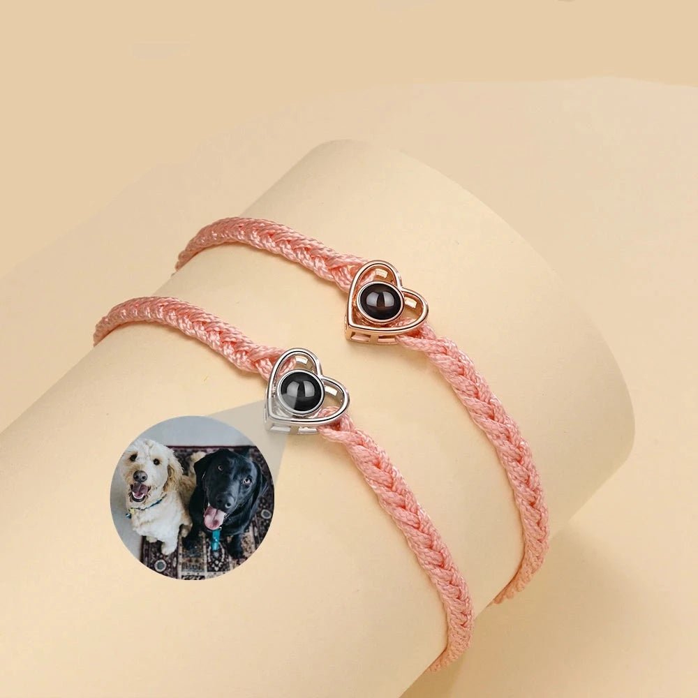 Heart Photo Projection Rope BraceletPhoto Bracelets