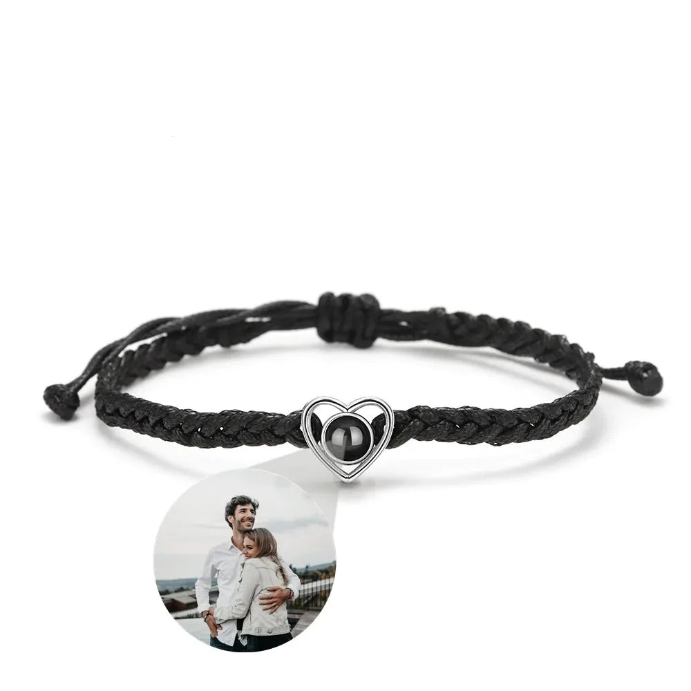 Heart Photo Projection Rope BraceletPhoto Bracelets