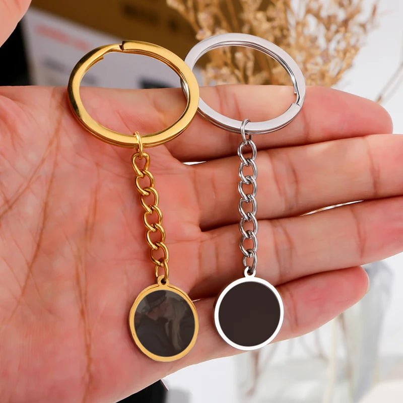 circle pendant hidden photo temperature chain keychain