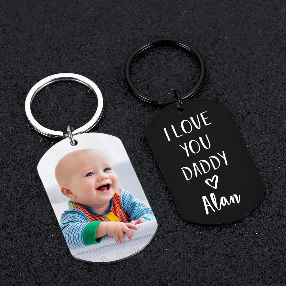 I Love You Daddy Custom Photo Keychain - Key Chains Personalisr Au