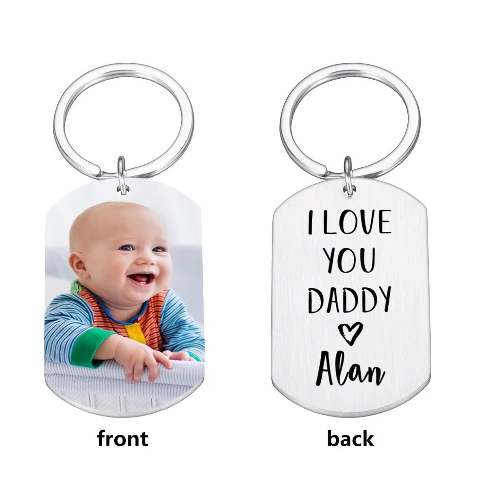 I Love You Daddy Custom Photo Keychain2022 - 08,Key Chains