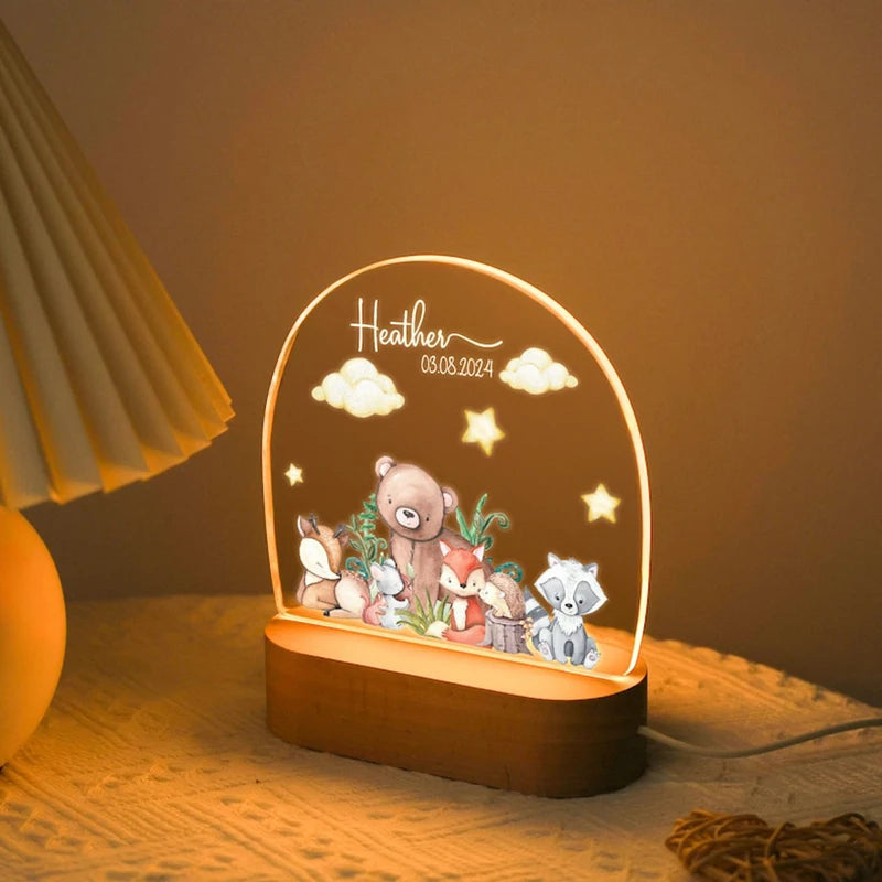 Custom Nightlight for Kids - Woodland Creatures