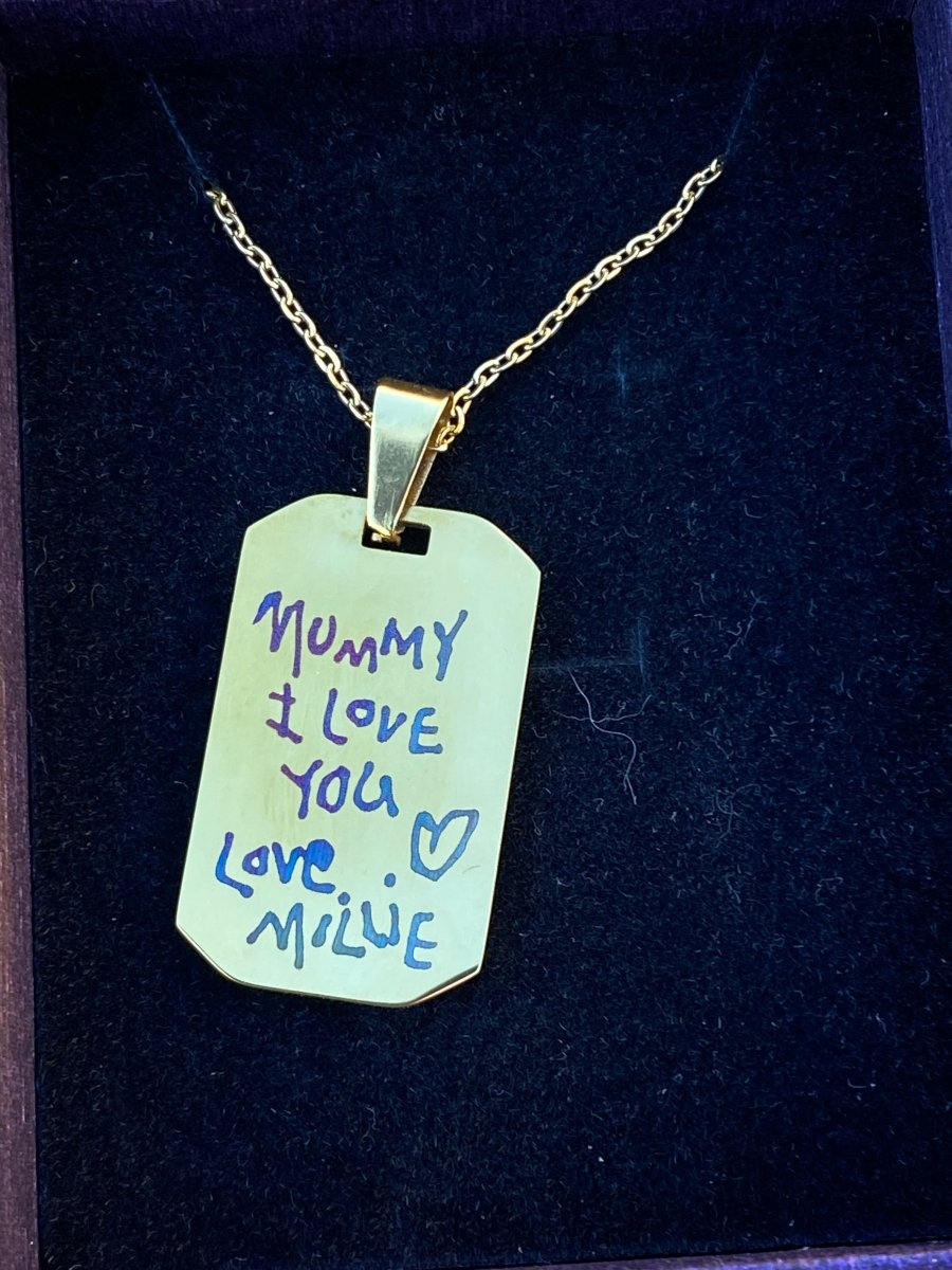 Laser Engraved Custom Handwriting Mothers Day Gift Pendant