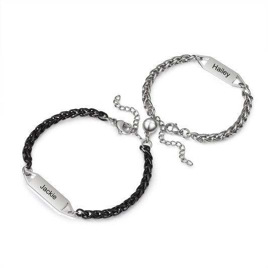 Magnetic Couple Bracelet with Engraved Names - 0 Personalisr Au