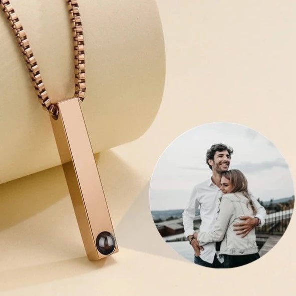 Mens Photo Projection Bar Necklace,Photo Necklaces