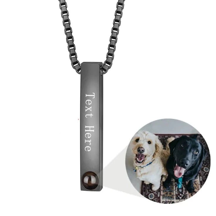 Mens Photo Projection Bar Necklace,Photo Necklaces