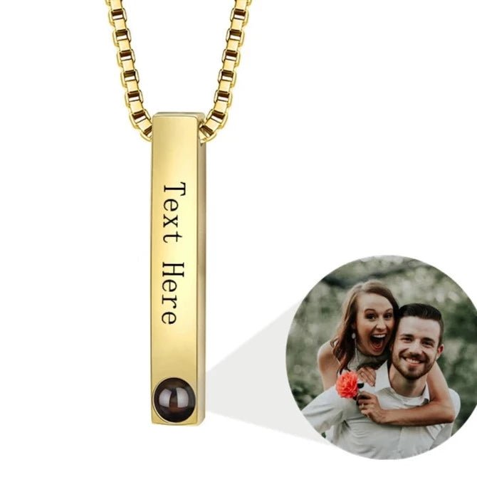Mens Photo Projection Bar Necklace - ,Photo Necklaces Personalisr Au