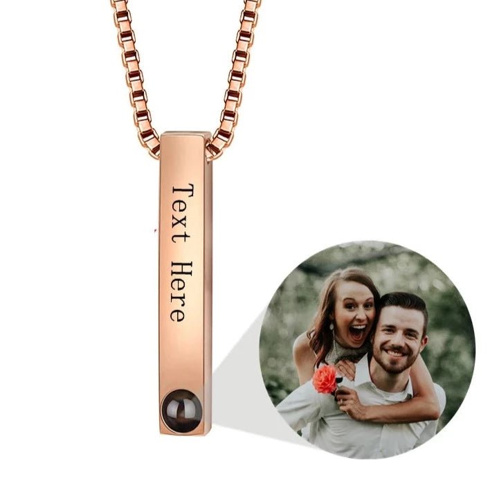 Mens Photo Projection Bar Necklace - ,Photo Necklaces Personalisr Au