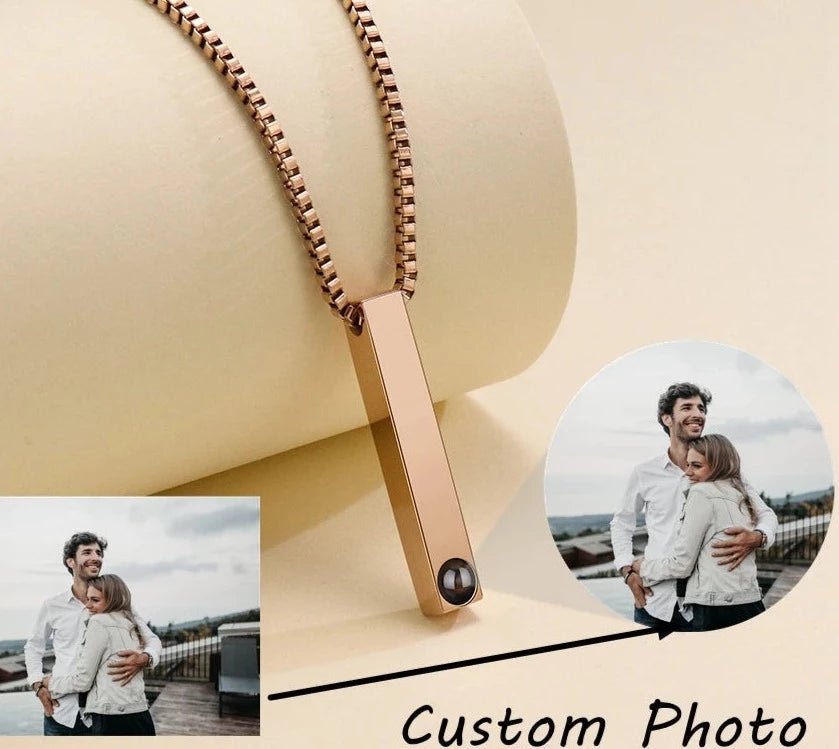 Mens Photo Projection Bar Necklace,Photo Necklaces