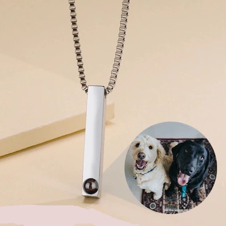 Mens Photo Projection Bar Necklace,Photo Necklaces