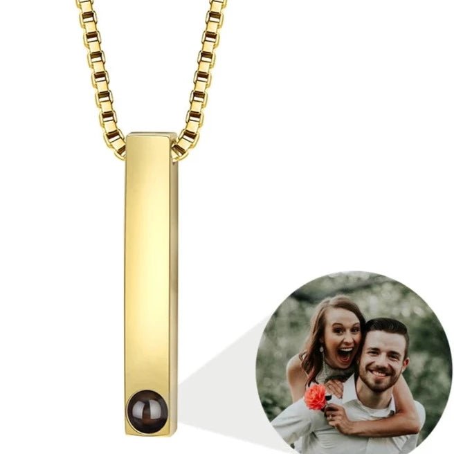 Mens Photo Projection Bar Necklace - ,Photo Necklaces Personalisr Au