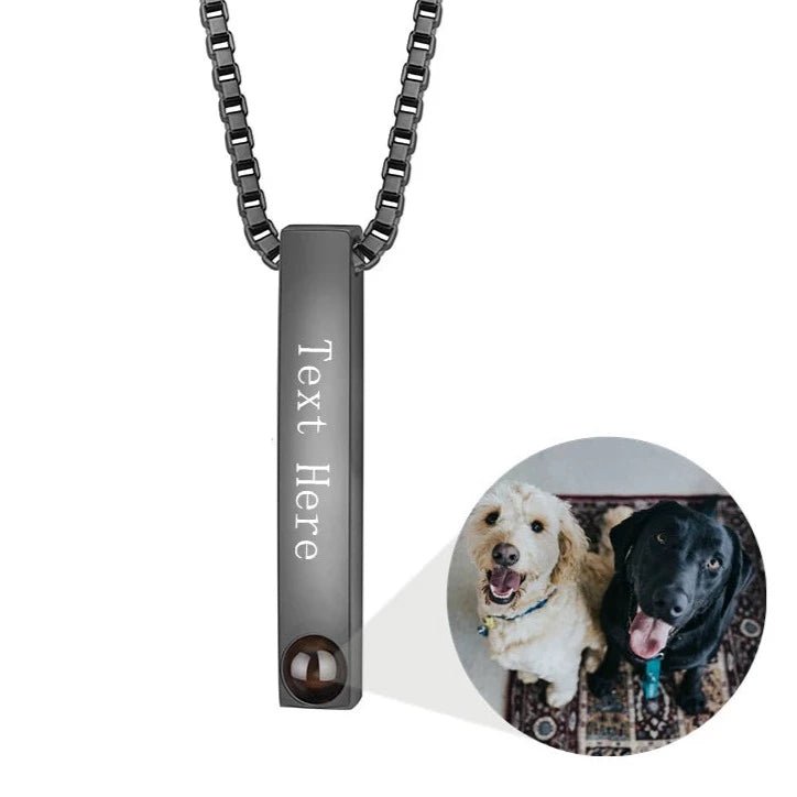 Mens Photo Projection Bar Necklace,Photo Necklaces