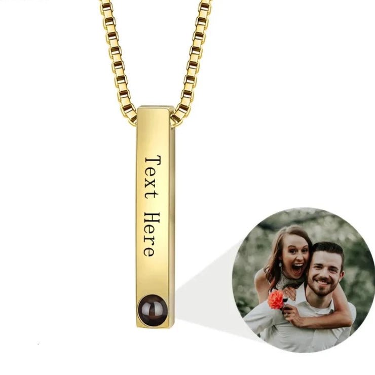 Mens Photo Projection Bar Necklace - ,Photo Necklaces Personalisr Au