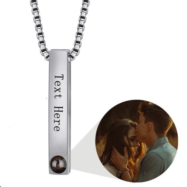 Mens Photo Projection Bar Necklace - ,Photo Necklaces Personalisr Au