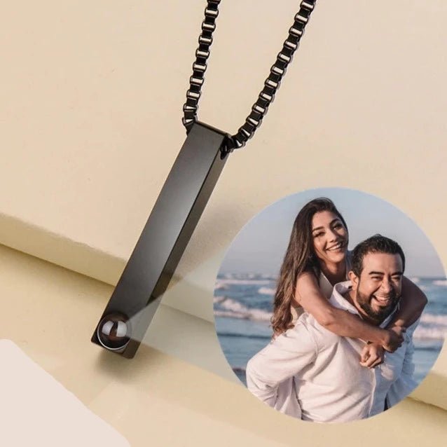 Mens Photo Projection Bar Necklace,Photo Necklaces